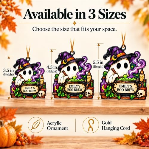 Halloween Tree Ornaments, Personalized Ghost Acrylic Hanging Decor for Home - Image 3