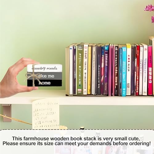 Decorative Books for Home Decor, Rustic Wood Book Stack for Table Decor, Country Roads Take Me Home Decoration Books for Living Room Bookshelf, Farmhouse Stacked Books Decoration (L65) - Image 3