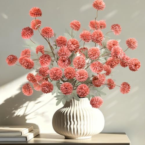 INQCMY 12 Pcs Artificial Mums with Long Stems 20 Inch Faux Flowers for Vase by INQCMYPlantRack