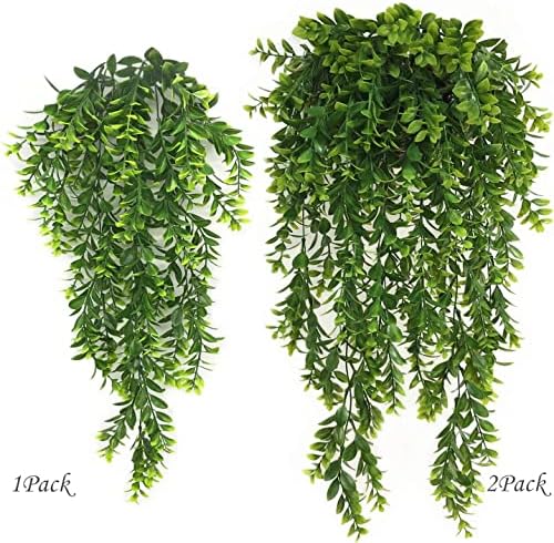 Artificial Hanging Vine, Faux Plastic Leaves Ivy Plants Fake Greenery Plant UV Resistant Vines Decor for Bedroom Indoor Outdoor Home Kitchen Garden Office Wall Wedding Christmas Decoration 2 Pack - Image 2