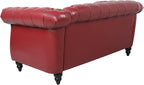 LEVNARY Leather Sofa, Chesterfield Tufted Upholstered 2 Seater Couch, Modern - Image 6