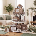 Mifoci 15 Pcs Christmas Neutral Christmas Tiered Tray Decor Rustic Wood - Image 7