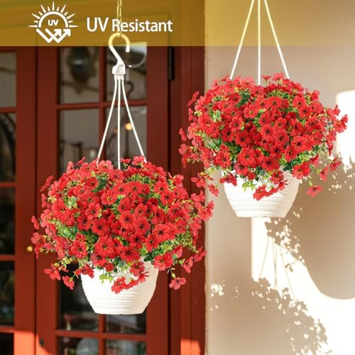 ATTGREAT Artificial Flowers for Outdoor UV Resistant Decor, 12 Bundles(Red) - Image 3