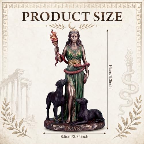 RattanView Hecate Statue, Greek Goddess with Hounds, Resin Statue - Image 2