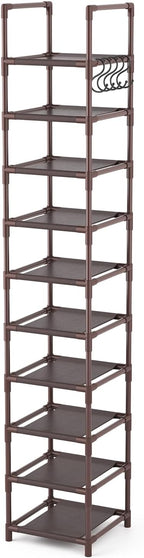 LANTEFUL Tall Shoe Rack 10-Tier Narrow Shoe Shelf Storage - Image 8