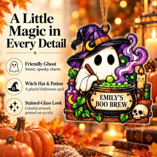 Halloween Tree Ornaments, Personalized Ghost Acrylic Hanging Decor for Home - Image 4