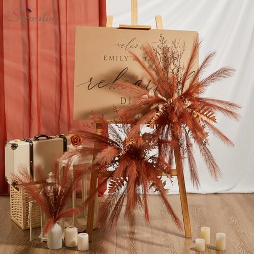 Serwalin 60PCS 17.7" Burnt Orange Pampas Grass Decor for Vase Filler Home - Image 6