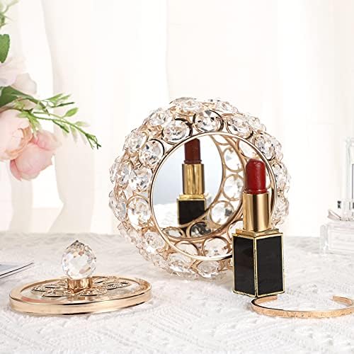 Hipiwe Crystal Jewelry Box with Glass Lid Small Gold Trinket Organizer - Image 3