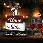 Marsui 4 Pcs Wine Decorations Wooden Farmhouse Wine Bar Sign for Kitchen - Image 5