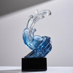 Modern Abstract Decorative Wave Statue, Blue Abstract Art Home Decor,Crystal Ball Art Wave Resin Sculpture, Office Desk Stand, Dining Table Center Decorative Aesthetics(B,Navy-Blue) - Image 4