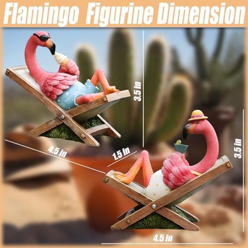MUAMAX 2Pcs Pink Flamingo Figurines Resin Flamingo Bird Sculpture,Small Flamingo Ornaments for Coastal Home Wedding Decor, Housewarming Flamingo Gifts for Woman,Desk Tropical Holiday Decoration - Image 2