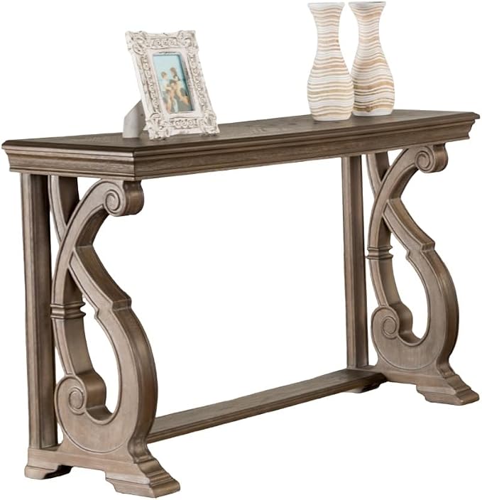 GOWE Traditional Style Sofa Table Solid Wood Structure Curved Scroll Legs - Image 2
