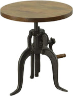 Carolina Chair & Table Adjustable Hand Crank 18" Wooden Top Rustic Side Table - Image 4