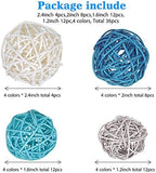 Wicker Ball Orbs,Dark Blue, Sky Blue, Gray, White,2.4'',2'',1.6'',1.2'' - Image 2