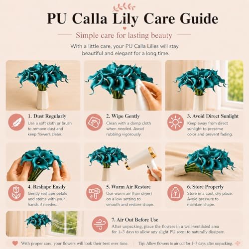 Mandy's 12pcs Teal Calla Lily Artificial Flowers - Image 6