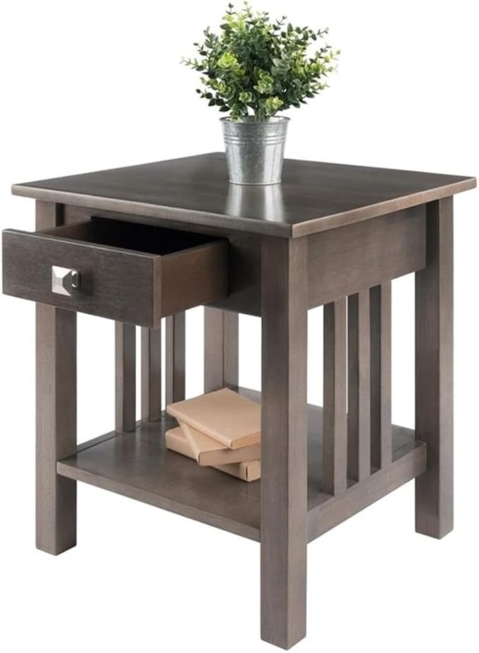 Pemberly Row Transitional Solid Wood Storage End Table, Oyster Gray Finish - Image 4