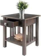 Pemberly Row Transitional Solid Wood Storage End Table, Oyster Gray Finish - Image 4