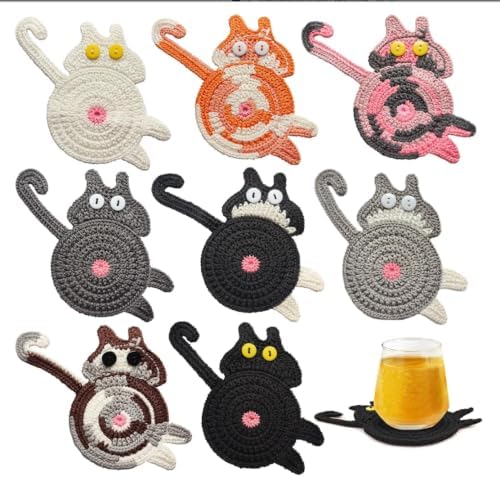 8 Pack Drink Coasters Funny Cat Gifts for Women Gifts for Cat Lovers by Unknown
