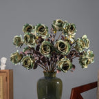 Artificial Roses Fake Roses 20PCS Long Stem Artificial Flowers for Tall Vase Silk Rose Suitable for Indoor Halloween Gothic Decor Wedding Party Decoration DIY Bouquet Autumn,(23.2In,Green) by ENALGRE