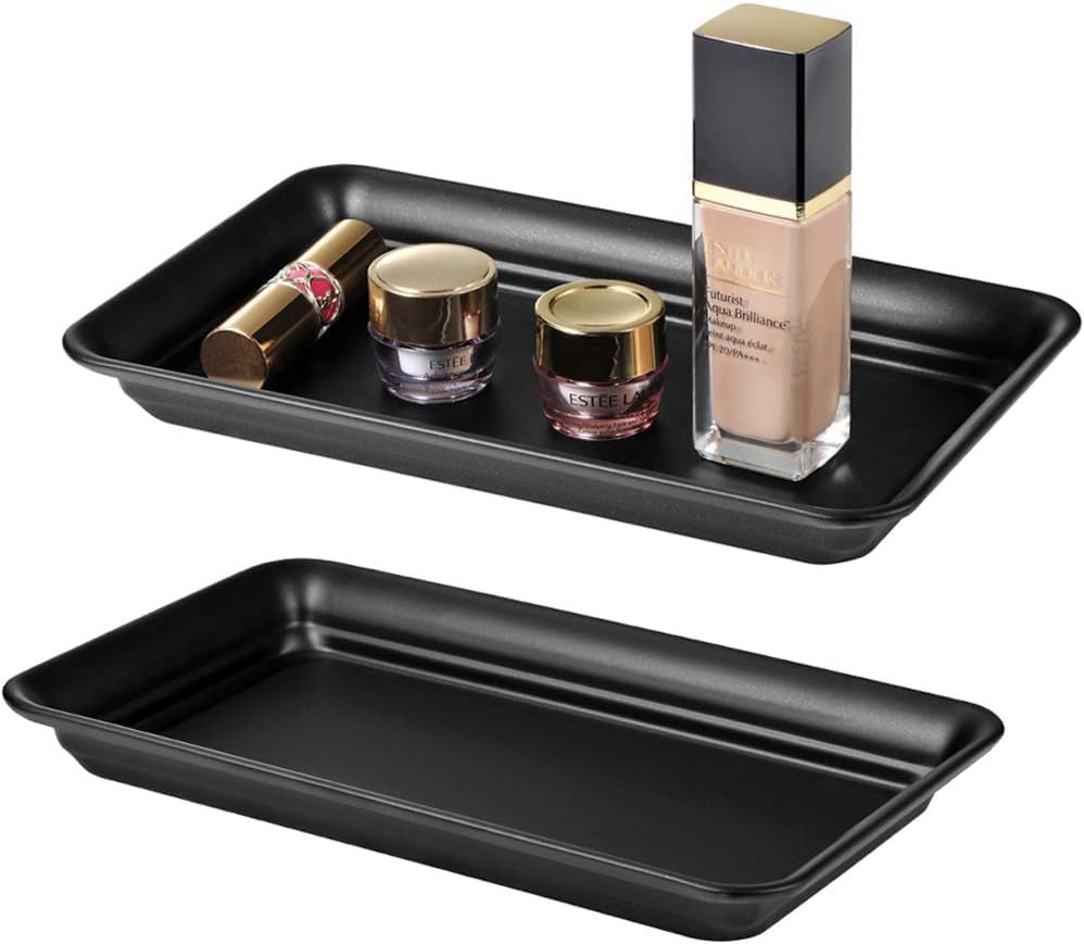 SheeChung Metal Vanity Tray, Bathroom Counter Storage Tray, Black - Image 2