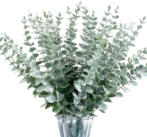 40pcs Eucalyptus Stems Artificial Eucalyptus Leaves Stems,Fake Eucalyptus Plants Real Touch Faux Flower for Home Office Flowers Bouquet Centerpiece Wedding Garden Decoration Farmhouse Home Decor by %E3%80%90Qutciiv%E3%80%91