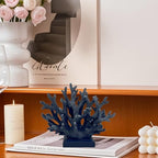 5.8" H Dark Blue Coral Decor - Resin Coral Statue, Nautical Decor for Home, Bedroom, Bathroom, Living Room, Ocean Themed Cabinet Shelf Tabletop Decoration - Image 5