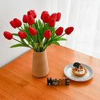 ONLY ART Artificial Red Tulips 20 Pcs – 13.5 Inch PU Faux Flowers with Bendable Stems for Home Décor, Wedding Centerpieces, DIY Floral Arrangements, New Year and Valentine's Day - Image 6