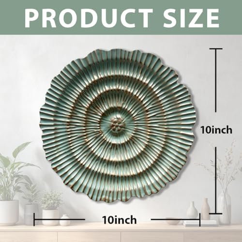 Metal Wall Sculpture, 10'' Round Textured Radiant Sunburst Wall Decor - Image 2