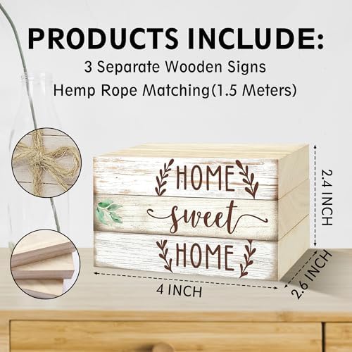 Decorative Books For House Decor, Faux Wood Book Stack Decor, Home Sweet Home Funny Stack Book Decors, Stacked Display Books For House Nightstand Decoration Housewarming Gift, Three Pieces -C(04) - Image 2
