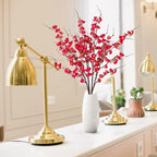 Sggvecsy Artificial Plum Blossom Flowers 4 Pcs Faux Cherry Blossom Stems Faux Silk Plum Blossom Branches 36.2’’ Fake Flowers Long Stems for Vase Arrangements Home Wedding Table Decor (Red) - Image 2