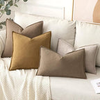 MIULEE Decorative Linen Euro Sham Pillow Covers 24x24 Inch Natural Linen | Boho - Image 6
