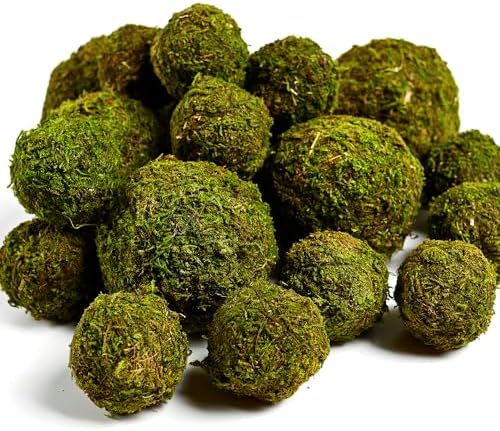 USMOLA 18-Piece Moss Balls Set - 6 Large 3.2" & 12 Small 2" Artificial Moss Decor for Bowls, Vases | Handmade Natural-Look Decorative Filler Balls for Home Centerpieces, Tabletop Decor (Sunlit Green) by USMOLA