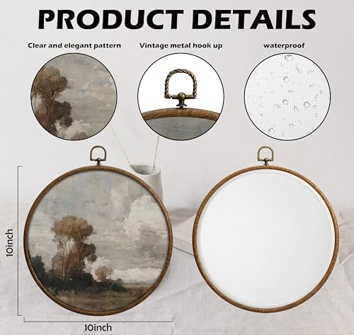 Round Wall Decoration, Nature Wilderness Scenery Wall Art, Printed Canvas Wall Hanging for Bedroom Kitchen Home Office, Living Room Wall Art, Dorm Decor, Circular Wall Hanging with Hooks,22 - Image 2