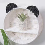Panda Nursery Decor Wall Shelf, Handwoven Wicker Nursery Shelves by Rattanzenith