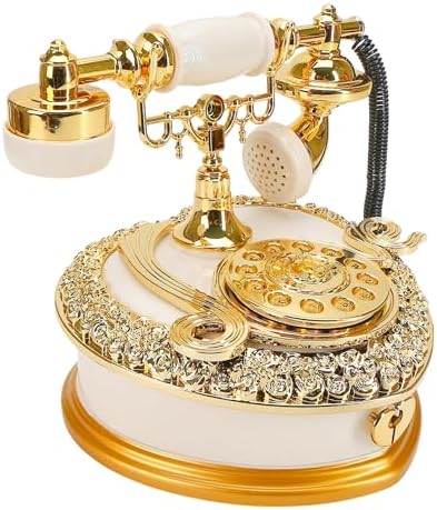 Big Vintage Telephone Jewelry Box 7x8" with Drawer - Heart Shaped Trinket Music Boxes with Retro Dial, Victorian Storage, Cute Antique Gifts for Women, Unique Style Home Decoration, Shelf Decor by Unknown
