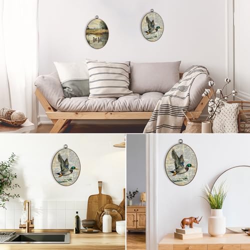 dvhdajed Vintage Mallard Duck Posters Oval Wall Art Decor, Mallard Duck Hunting Framed Canvas Art, Retro Antique Country Farm Animal Oval Wall Hanging Decor for Living Room Nursery Room,8.7x11.3 - Image 5