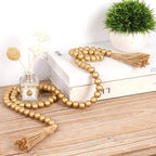 RAMIRABI 58in Wood Bead Garland, Farmhouse Rustic Country Decor, Gold - Image 3