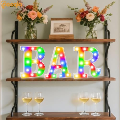 Pooqla BAR Sign for Home Bar Decor, Colorful LED Light Up Bar Sign - Image 3