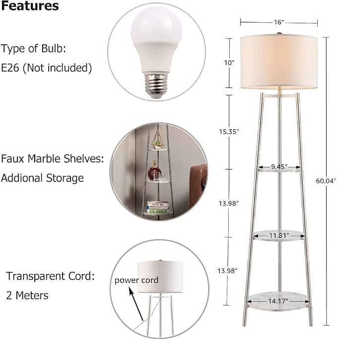 ROSEN GARDEN Floor Lamp, Standing Reading Light - Image 4
