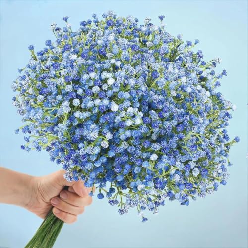 N&T NIETING 24Pcs Babys Breath Artificial Flowers Bulk, Blue by NTNIETING
