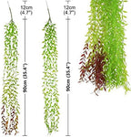 Artificial Hanging Vine, 10 Pcs Weeping Willow Plastic Plants Greenery Leaves Faux Ivy Garland Fake Plant UV Resistant Indoor Outdoor Garden Door Wall Baskets Wedding Party Table Decoration Green Red - Image 4