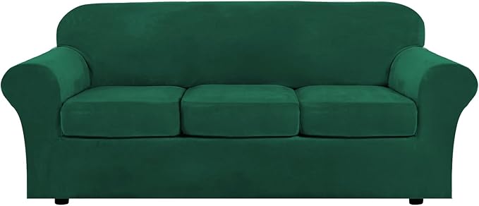 H.VERSAILTEX Modern Velvet Plush 4 Piece High Stretch Sofa Slipcover Sofa Cover by HVERSAILTEX
