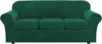 H.VERSAILTEX Modern Velvet Plush 4 Piece High Stretch Sofa Slipcover Sofa Cover by HVERSAILTEX