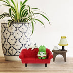Mevodeata Cute Mini Frog Figurine with Small Sofa and Lamp Table Resin Frog Figure for Office Decor (Red Long Sofa) - Image 7