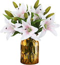 Artificial Tiger Lily Latex Real Touch Flower Home Wedding Party Decor,Pack of 5 (White with red Heart) by RERXN