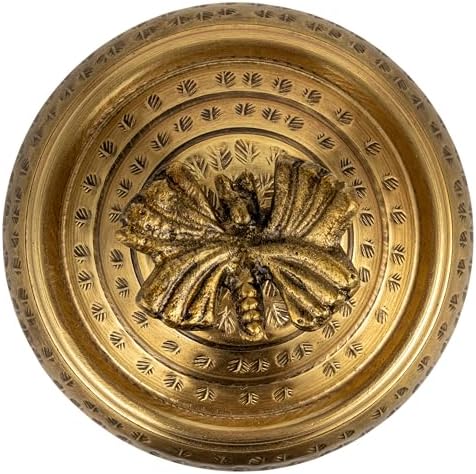 Creative Co-Op Round Hammered Metal Container with Butterfly Finial, Brass Finish - Image 5
