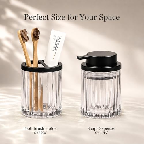2 PCS Glass Bathroom Accessories Set, Lotion Dispenser & Toothbrush Holder - Image 4