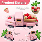 Strawberry Decor Vintage Truck with Mini Fake Strawberries and Wooden Crate - Image 3