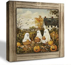 Halloween Ghost Wood Plaque Sign, Halloween Desk Art for Decorations 08 by XJCUG