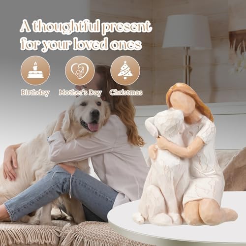 Girl with Dog Figurine, Child and Puppy Resin Statue, Cute Friendship Decor, Pet Lover Gift, Tabletop Home Decoration - Image 4